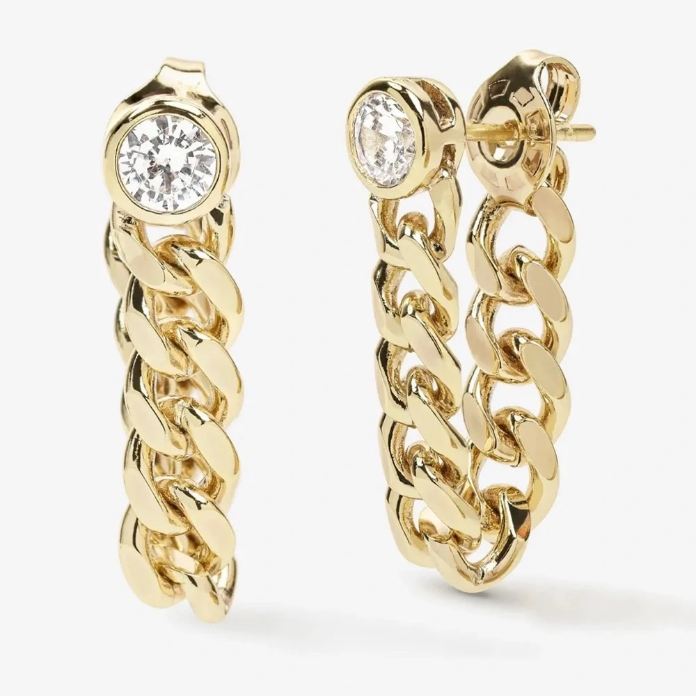 MELINDA MARIA 5MM GOLD/WHITE SOFT CHAIN HOOPS - Picture 1 of 5